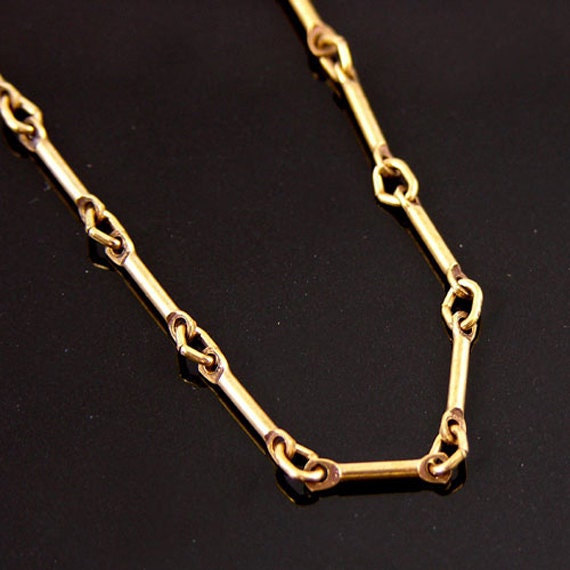 Gold Chain Necklace 8.5mm Antique Gold Bar Link Chain Etsy