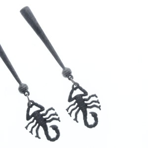 scorpion  charm  Bolo Tips, black finish   , Made in USA of zinc, Set of 2