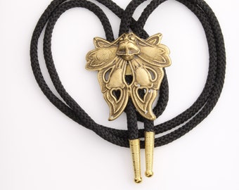 Gargoyle Bolo Tie, antique gold, made in USA, 1.74 wide, 36" cord in black, red, turquoise or olive green, Each