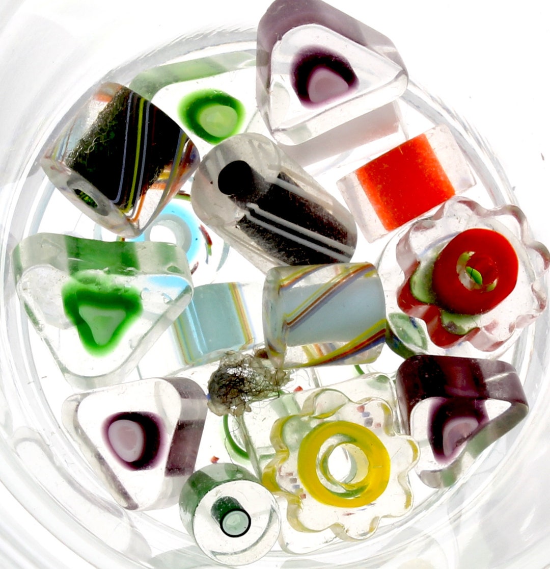 Jar of Assorted Art Glass Handcrafted Beads, 56x25, One Vial per Sale ...