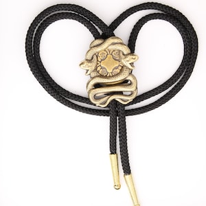 Snakes Bolo Tie,  antique gold bolo, Made in USA, 1.2&quot; wide x 1.47 long, Each
