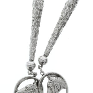 Horse and Shoe  charm  Bolo Tips, antique silver finish   , Made in USA of zinc, Set of 2