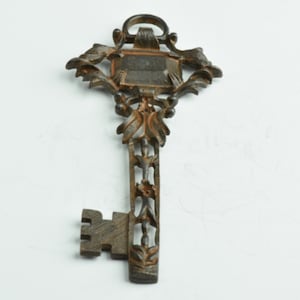 93mm Rustic Brown Skeleton Key Pendant Charms, Made in USA, 2 each