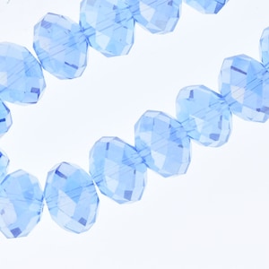 Faceted French Blue Crystal Beads, Rondelle shape, 10mm x 9mm, 16&quot; strand