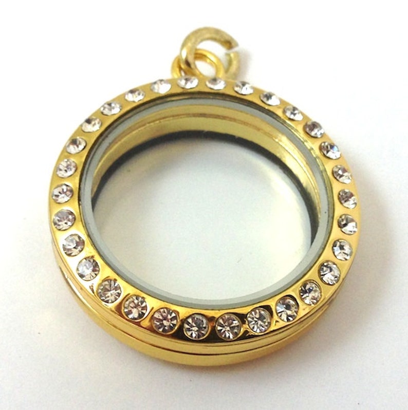 6 Floating Our Glass Lockets With Crystals Jewelry Shadow Box Etsy