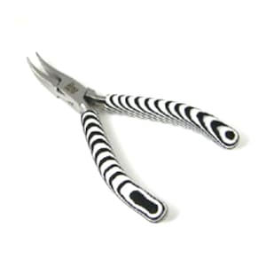 Perlenschmiede Schmuck Micro Zange gebogene Nase, Zebra Comfort Rubber Grips, 1 Stück