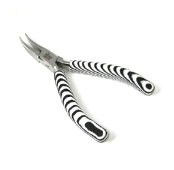 Beadsmith Jewelry Micro Pliers Bent Nose, Zebra Comfort Rubber Grips, each