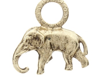 25mm Elephant Charm, antique gold, pack of 6