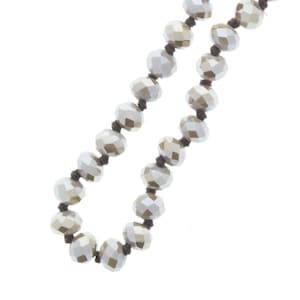 24&quot; Crystal Bead Necklace, light brown faceted on hand knotted cord, Each