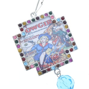 Vintage Campfire Cowgirl Art Crystal-hanger, veelkleurig, 48 mm, verpakking van 3 inch