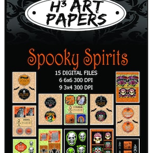 Halloween Digital Patterns, Spooky Spirits, Graphic Images for Jewelry Making and Scrapbooking