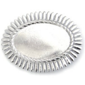 3.5&quot; Oval Flame Belt Buckle Base, Silver Finish, Made in USA, each