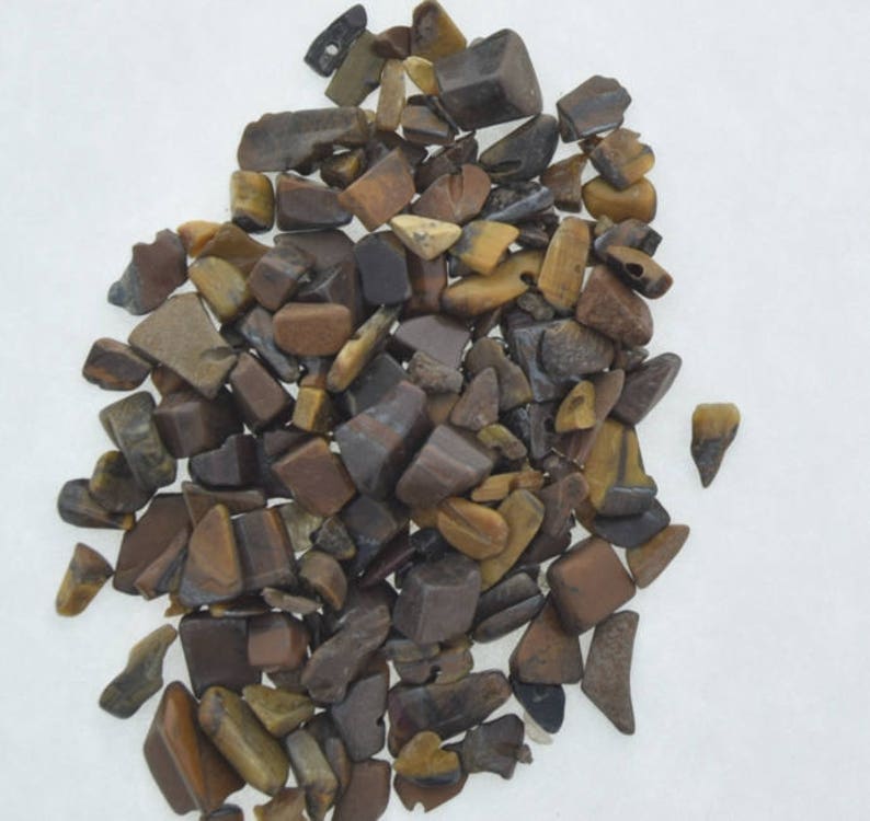 Red Tiger Eye Natural Stone Chips for Mosaics, no hole, assorted sized chips, 1/2 Ounce image 1