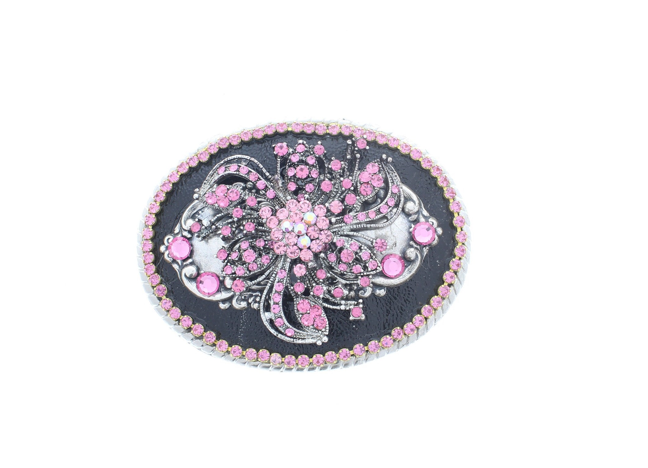 Buy Pink Crystal Belt Buckle Hand Made, Fits Belt