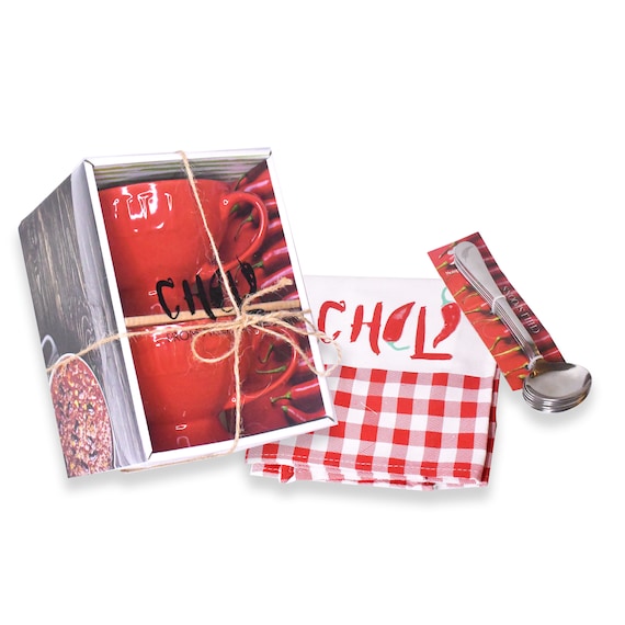 Buy Red Chili Bowls, Gift Box Set, Bowls, Chili Towel, and Spoon