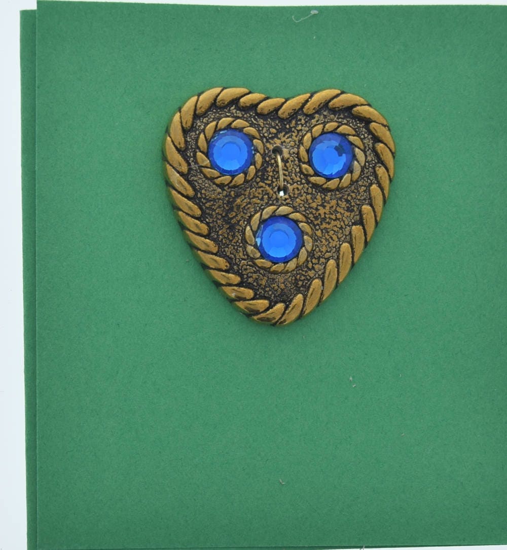 Vintage Button, 2 Hole, Blue Crystals, Antique Silver Plated, Made