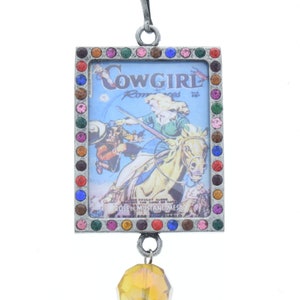 Vintage Cowgirl Art Crystal-hanger, multi, 46 mm x 37 mm, verpakking van 3 inch