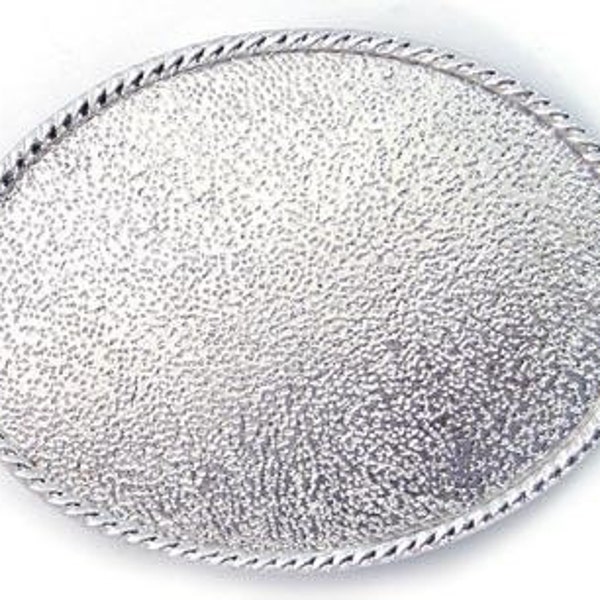 3 Belt Buckle Blank Bases, Textured Silver Oval, pack of 3