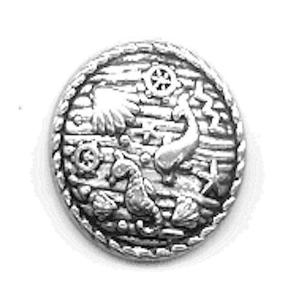 21mm Vintage Button, Starfish, Seahorse, Marine Life, 2 hole, Antique Silver or Gold, Made in Germany, pack of 4