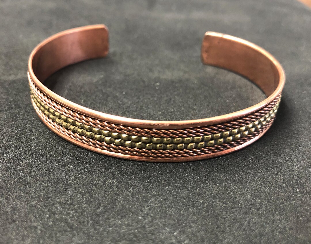 Koperen Armband Voor Heren, 3X Sterkte 99,99% Puur Koperen Magnetische Armbanden Met Magneten Verstelbare Lengte Met Maatgereedschap