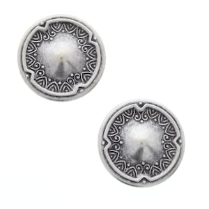 Cubiertas de botones vintage de 30 mm, cúpula grabada redonda, plata antigua u oro antiguo, conjunto de 4