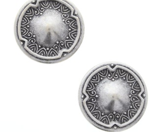 Button Covers, Vintage Fish, antique gold or antique silver, 30mm, Made in USA, Set of 4