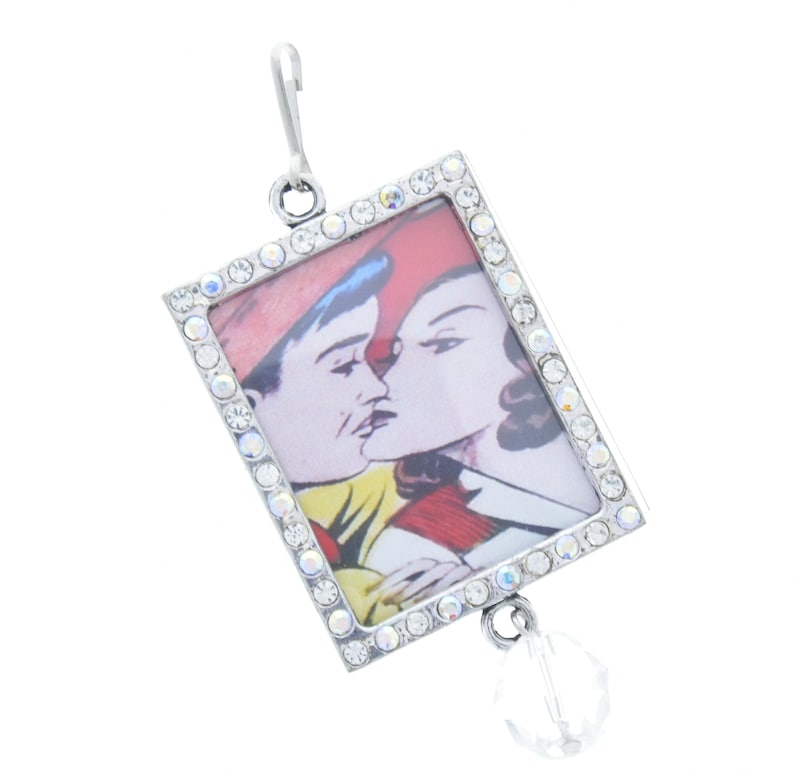 46mm x 36mm rectangle Add your own art G2204 J Crystal pendant Pendant frame sold by 3 each