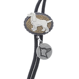 Bolo per cane Pointer irlandese, punte argentate, cordino nero, prodotto negli Stati Uniti