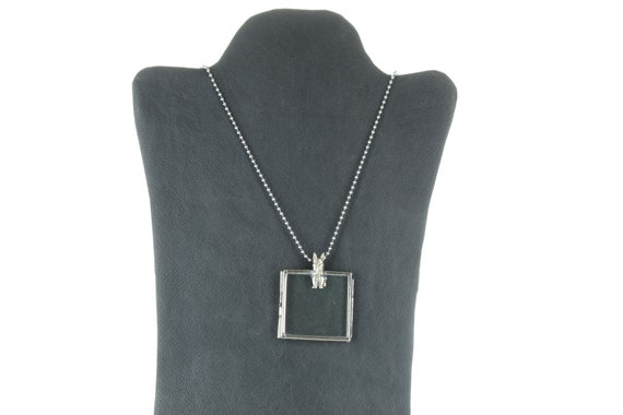 Glass Locket Photo Frame Pendant Necklace Square With Scottie Dog