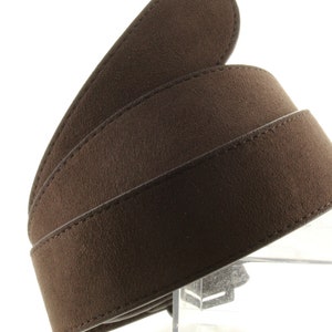 Brown Leather Suede Belting, Belt Strap with snaps for buckles, 1 1/2 inch width, Each