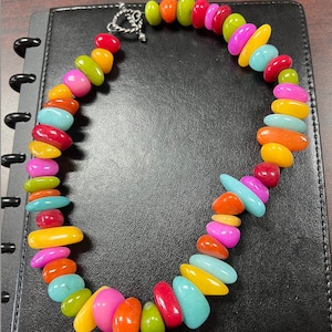 Multi color dyed jade beads,  18&quot; , toggle clasp