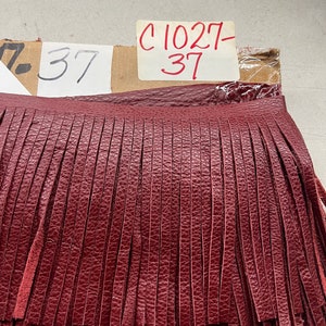 Dark Red  Leather  Fringe for embellishment of purses, jackets or other accessories, (30 cm) Sold by the Foot
