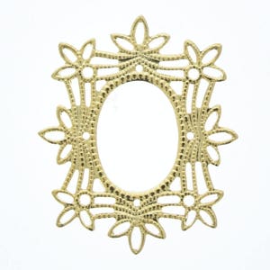 Filigree Frame, 31x26mm, Bright Gold, Setting with 14x10mm Oval, pack of 6
