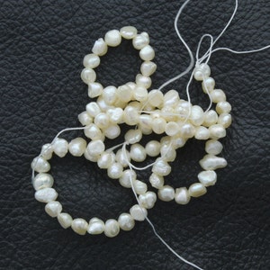 7mm Natural White, Potato Pearl Beads, D Grade, 88+ beads on 16 inch strand