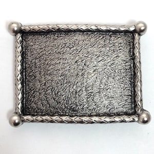 Braid Edge Belt Buckle, Rectangle, antique silver, green patina, Made in USA, 1 each