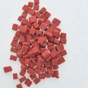 Red Stone Mosaic Chips, assorted sized chips,  1/2 ounce
