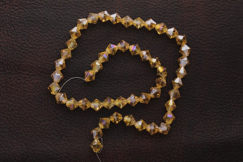 Strand Topaz Amber Yellow faceted bicone beads fire-n-Ice crystal 8mm