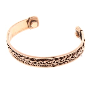 Pure Copper Woven Twisted Wire Bracelet Cuff, Adjustable, Antiqued, Each
