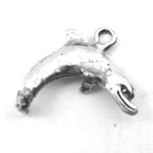 28mm Dolphin Charms, Classic Silver, Made in USA, pack of 6