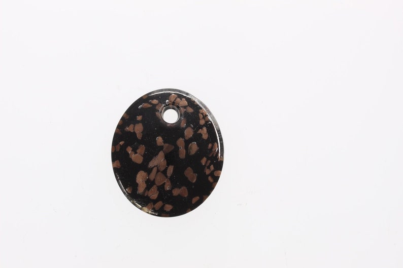 Black Glass Murano Style Pendant each Oval wMetallic Copper foil