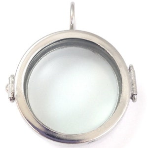 Shadow Box Pendants, 1&quot; round, silver, Pack of 4
