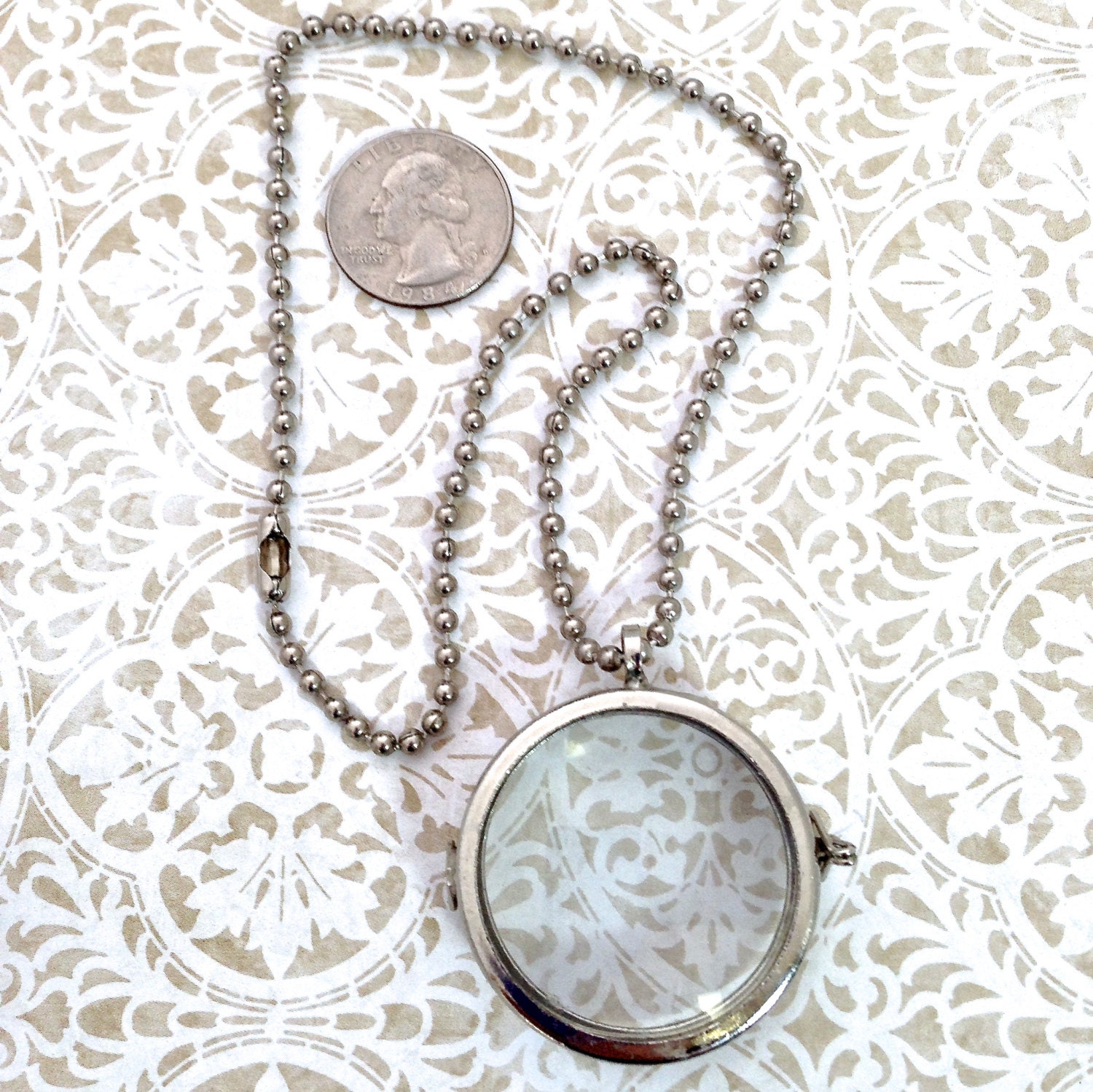 2 Round Shadow Box Necklaces antique silver 18 ball Etsy