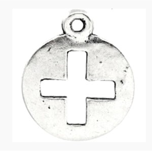 17mm Cross Cut Out Charms, antique silver, Pack of 12