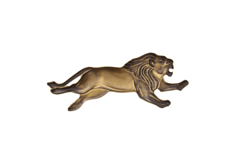 Running Lion Stamping Antique Gold Finish 81x29mm Pack of 6