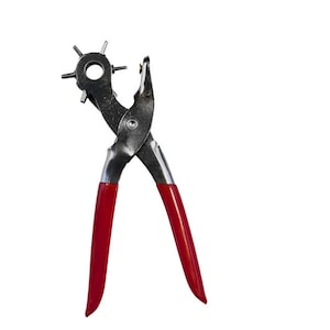 Leather Hole Punch Pliers Tool, heavy duty leather punch with 6 standard hole sizes for belt and jewelry making, Each
