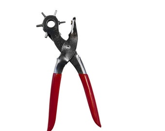 Leather Hole Punch Pliers Tool, heavy duty leather punch with 6 standard hole sizes for belt and jewelry making, Each
