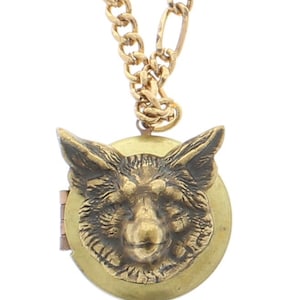 Fox Locket Halskette 18 &quot;oder 24&quot;, 1,25&quot; Medaillon, antikes Gold, hergestellt in den USA, verkauft von jedem