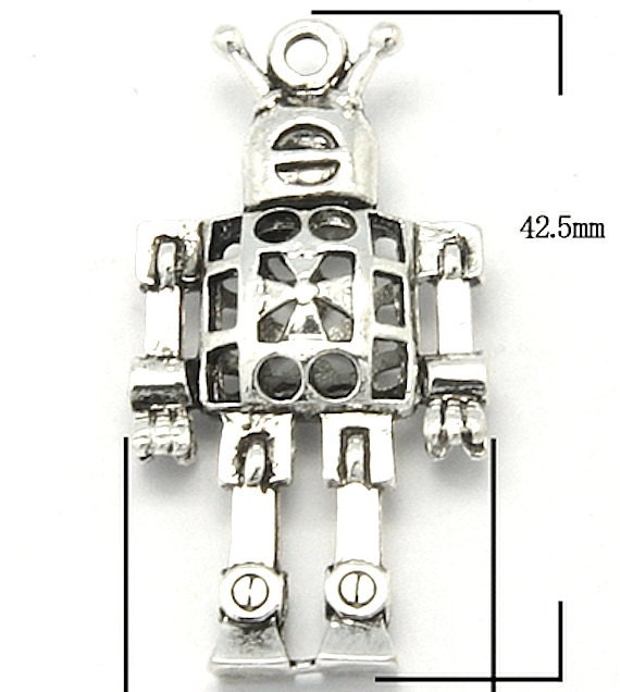 BULK 50 Robot charms antique silver tone P210
