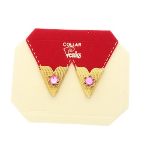 Vintage Collar Tips, 25mm x 18mm, gold plated with pearl, sold by pair  2625G/Pink Stone