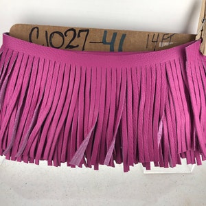 Pink Leather Fringe for embellishment of purses, jackets or other accessories, Sold by the Foot (30 cm)
